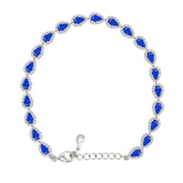 Asfour Crystal Tennis Bracelet With Turquoise Pear & Emerald Zircon In 925 Sterling Silver